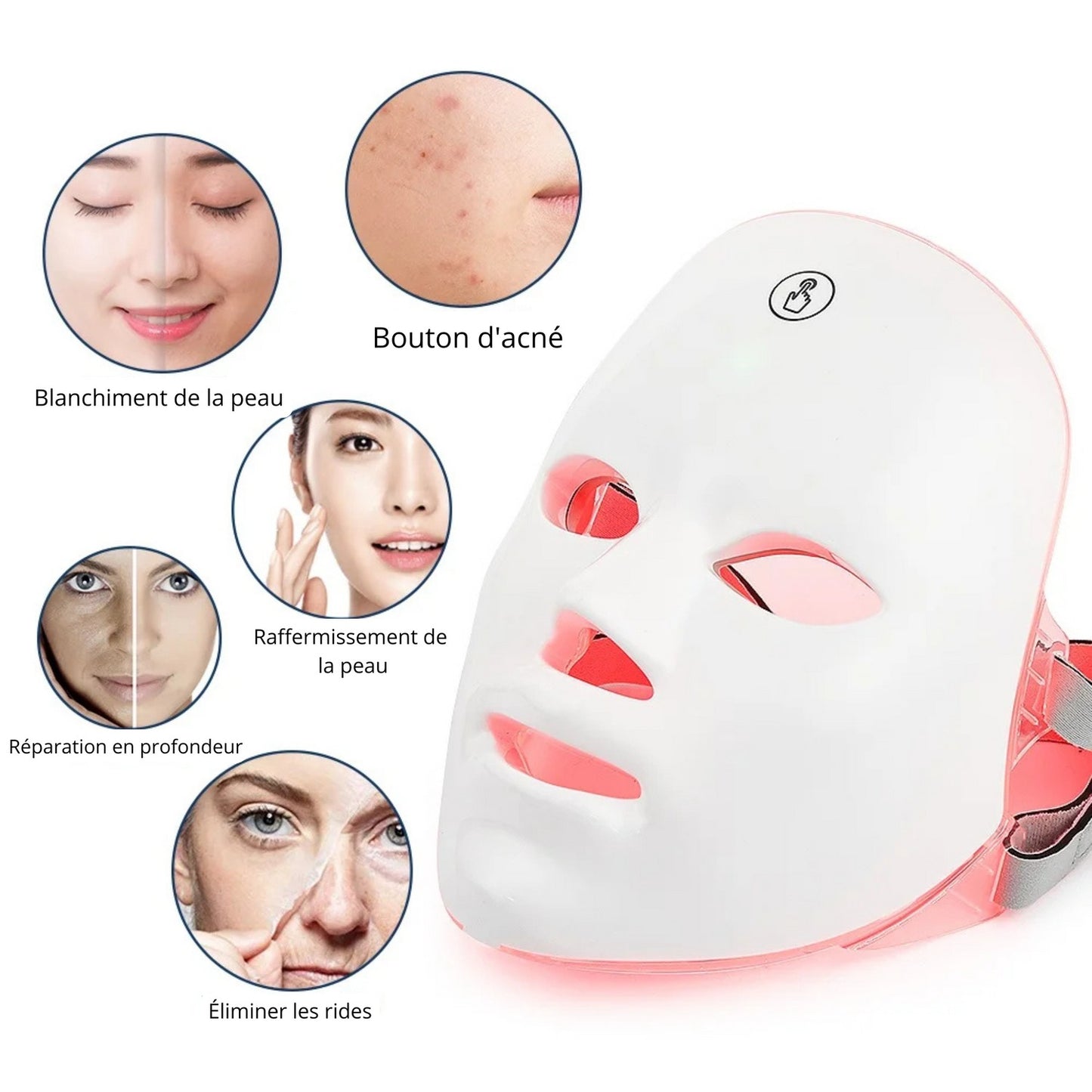 Masque LED Visage & Cou 7 Couleurs – Anti-Âge & Raffermissant