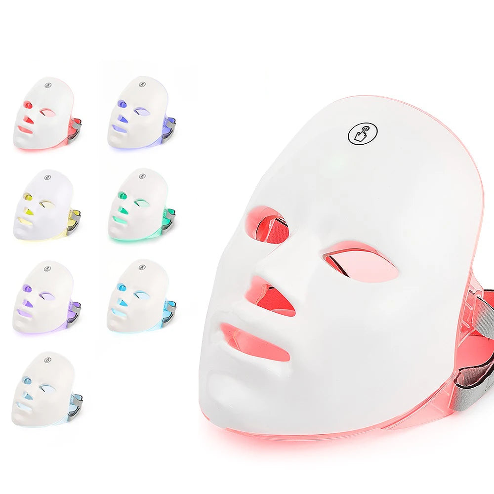 Masque LED Visage & Cou 7 Couleurs – Anti-Âge & Raffermissant