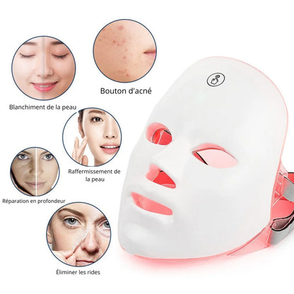 Masque LED Visage & Cou 7 Couleurs – Anti-Âge & Raffermissant